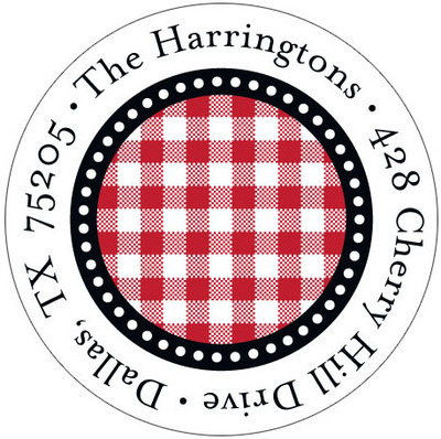 Ruby Gingham Round Address Labels